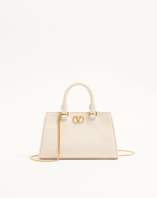 Valentino Garavani - Vlogo Signature Mini Bag In Grainy Calfskin - Ivory - Woman - Top Handle Bags